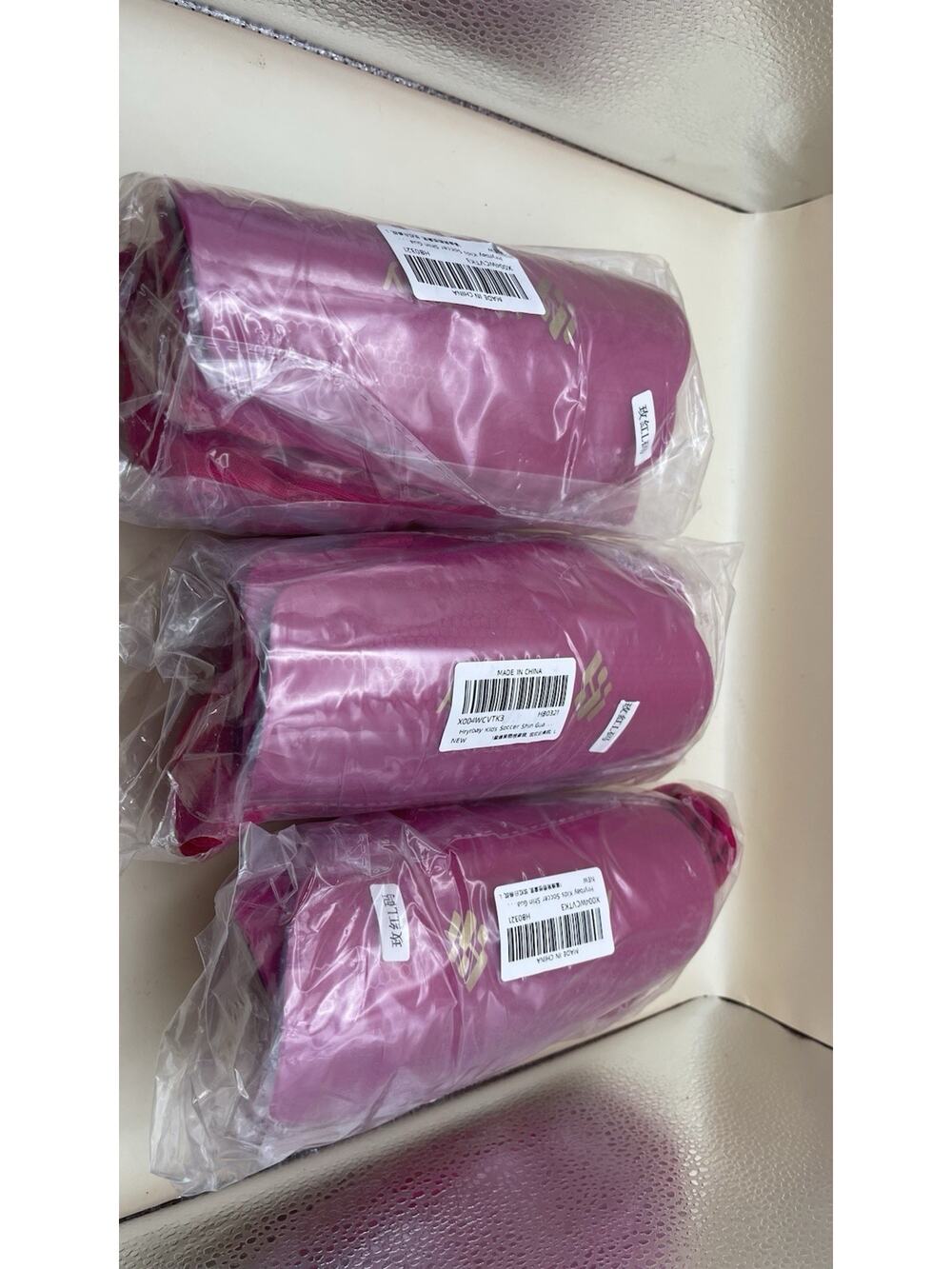 Lot of 3 Hyrax Kids Soccer Shin Guards Pink Size L Youth NEW